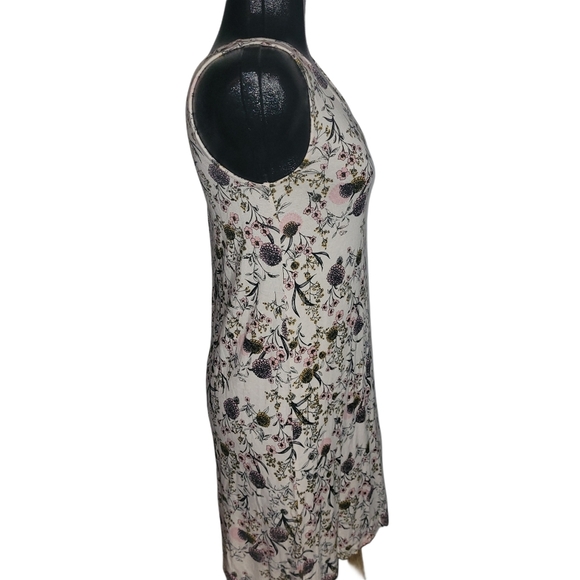 Ichi Cream Colored Sleeveless Floral Print Shift Dress S - Picture 4 of 7